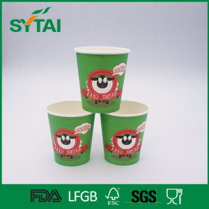 Green Single Wall Cartoon Cow Flexo Printing Wholesale China Tea or Coffee Hot Drink Paper Cup
