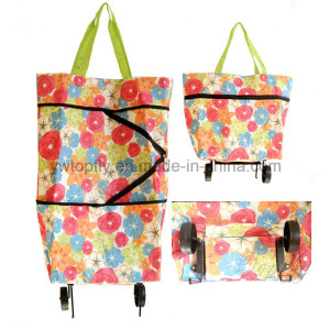 600d Printing Polyester Shopping Bag with Wheels
